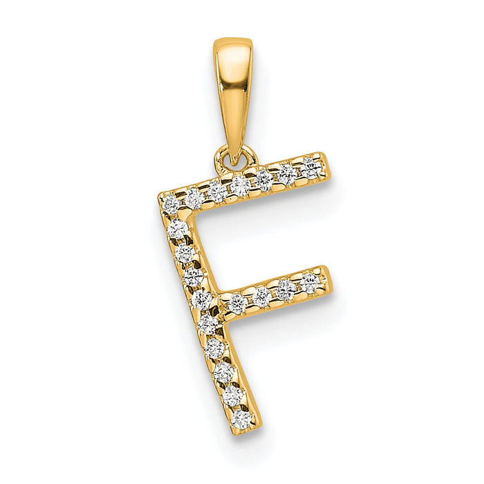 14K Diamond Letter F Initial Pendant-PM9798F-006-YA