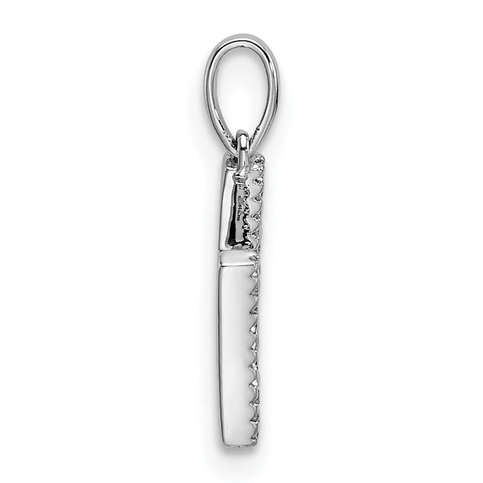 14K White Gold Diamond Letter H Initial Pendant-PM9798H-008-WA