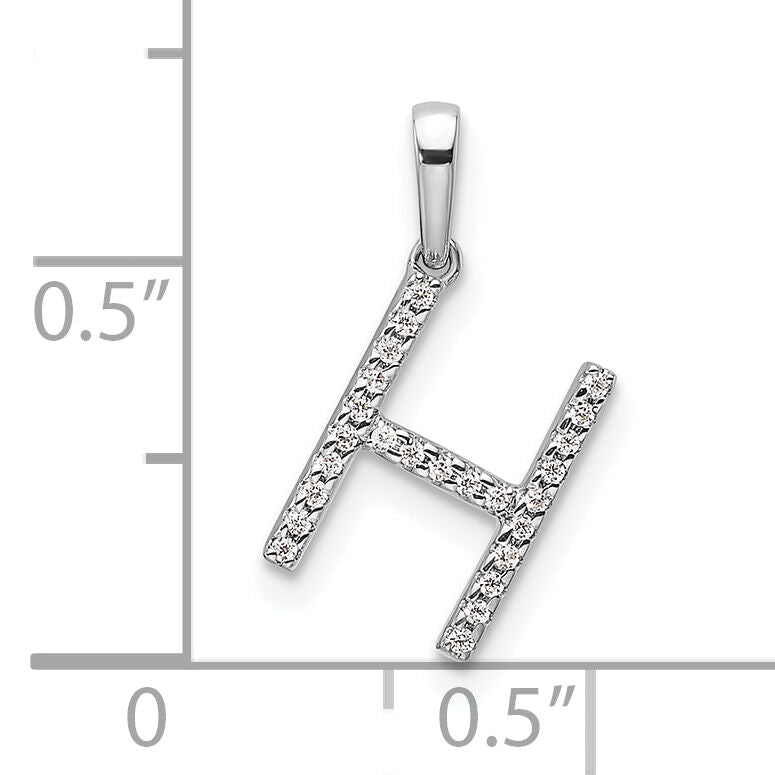 14K White Gold Diamond Letter H Initial Pendant-PM9798H-008-WA