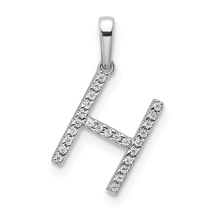 14K White Gold Diamond Letter H Initial Pendant-PM9798H-008-WA