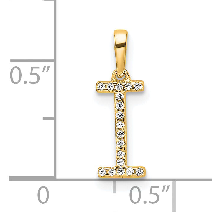 14K Diamond Letter I Initial Pendant-PM9798I-005-YA