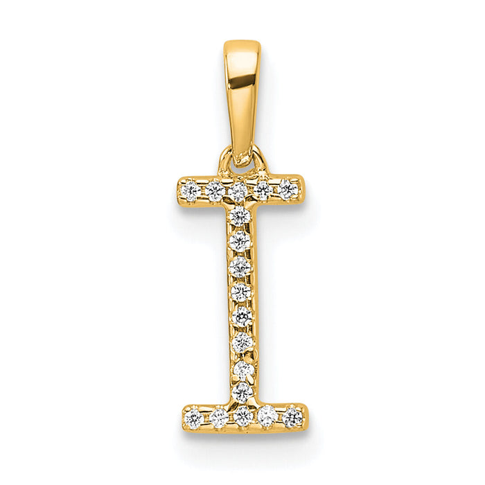 14K Diamond Letter I Initial Pendant-PM9798I-005-YA
