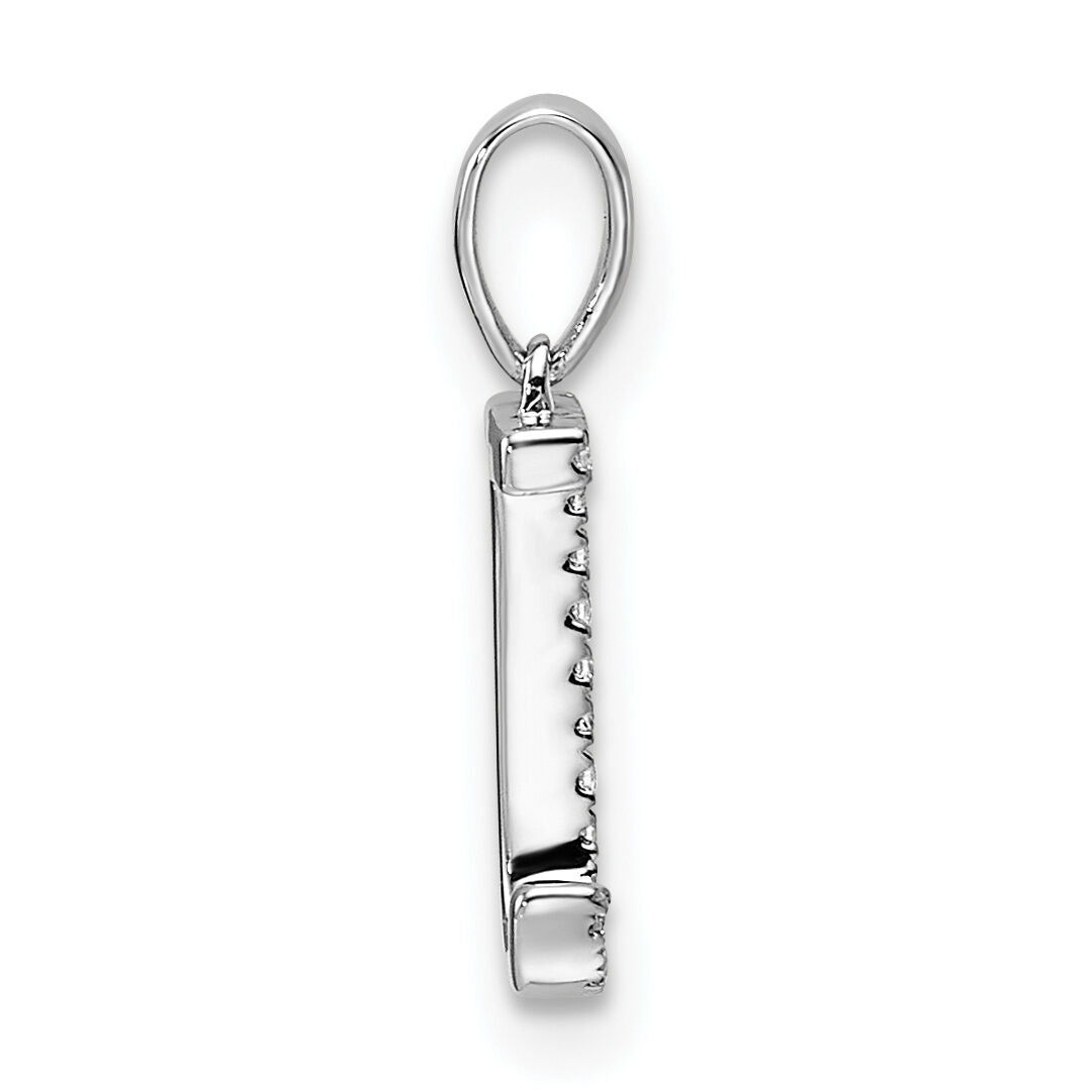 14K White Gold Diamond Letter J Initial Pendant-PM9798J-005-WA