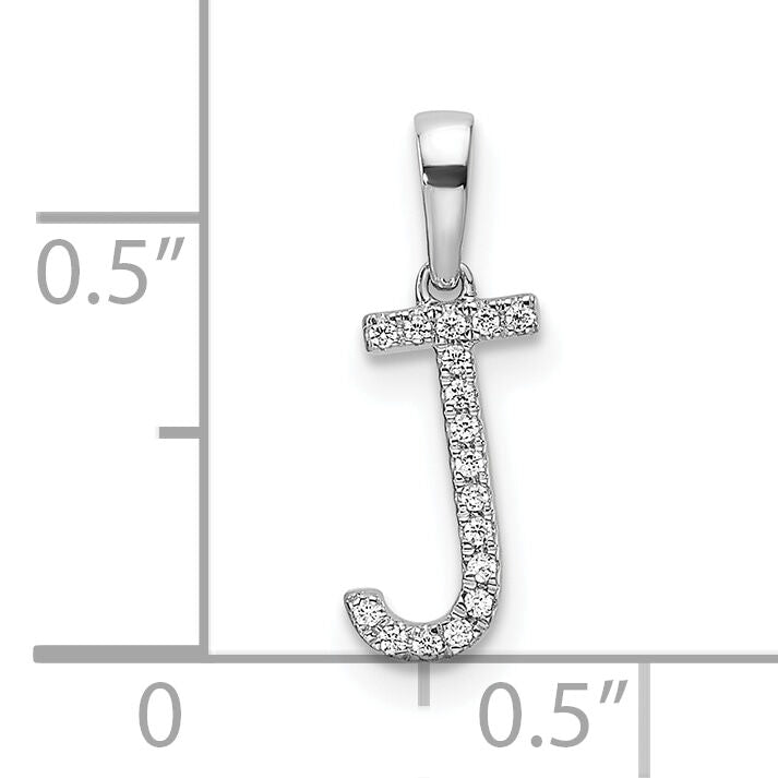 14K White Gold Diamond Letter J Initial Pendant-PM9798J-005-WA