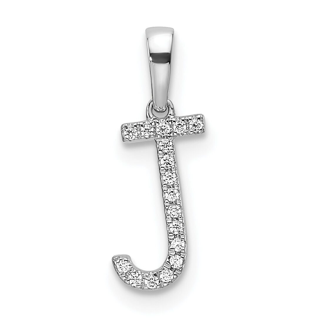14K White Gold Diamond Letter J Initial Pendant-PM9798J-005-WA