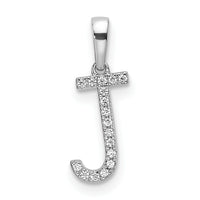 14K White Gold Diamond Letter J Initial Pendant-PM9798J-005-WA