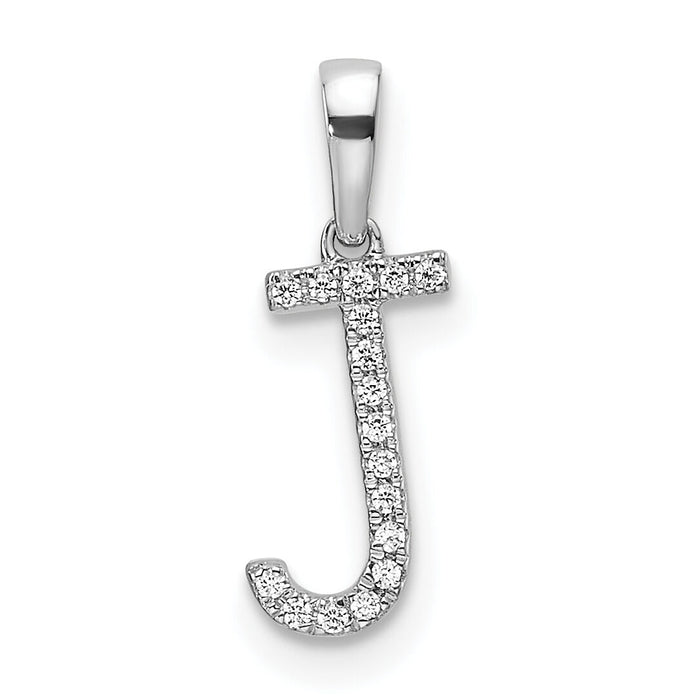 14K White Gold Diamond Letter J Initial Pendant-PM9798J-005-WA