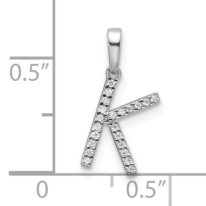 14K White Gold Diamond Letter K Initial Pendant-PM9798K-007-WA