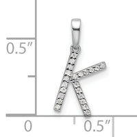 14K White Gold Diamond Letter K Initial Pendant-PM9798K-007-WA
