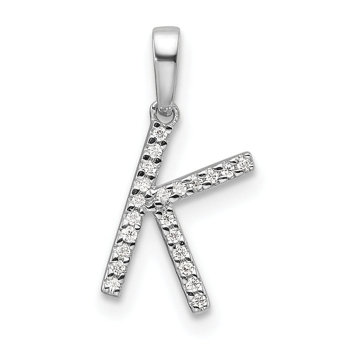 14K White Gold Diamond Letter K Initial Pendant-PM9798K-007-WA