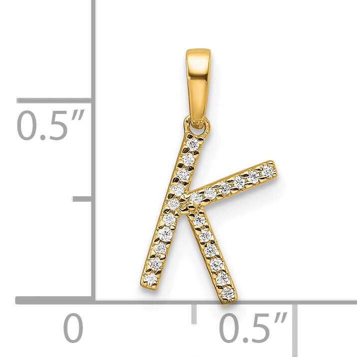14K Diamond Letter K Initial Pendant-PM9798K-007-YA