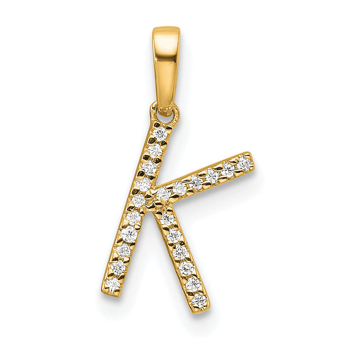 14K Diamond Letter K Initial Pendant-PM9798K-007-YA