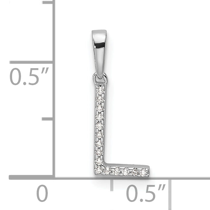 14K White Gold Diamond Letter L Initial Pendant-PM9798L-004-WA