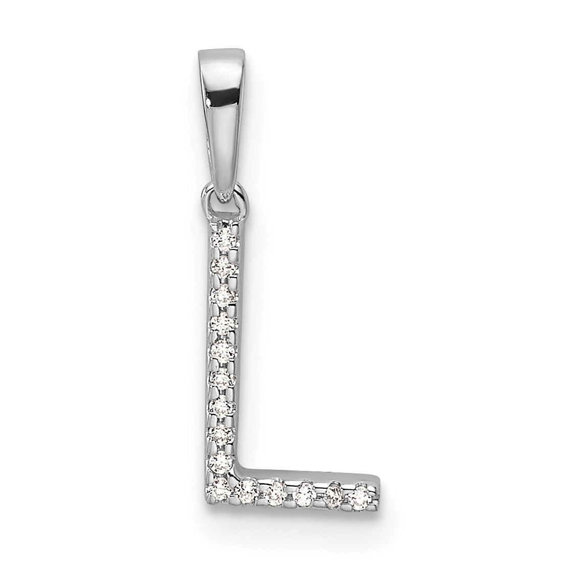 14K White Gold Diamond Letter L Initial Pendant-PM9798L-004-WA