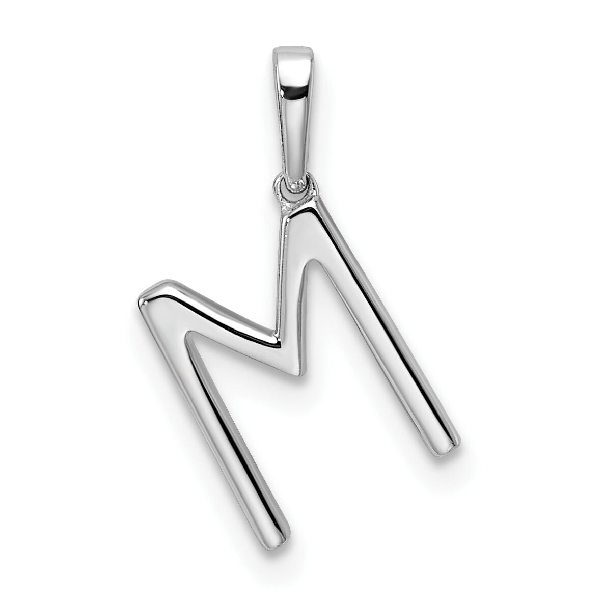 14K White Gold Diamond Letter M Initial Pendant-PM9798M-009-WA