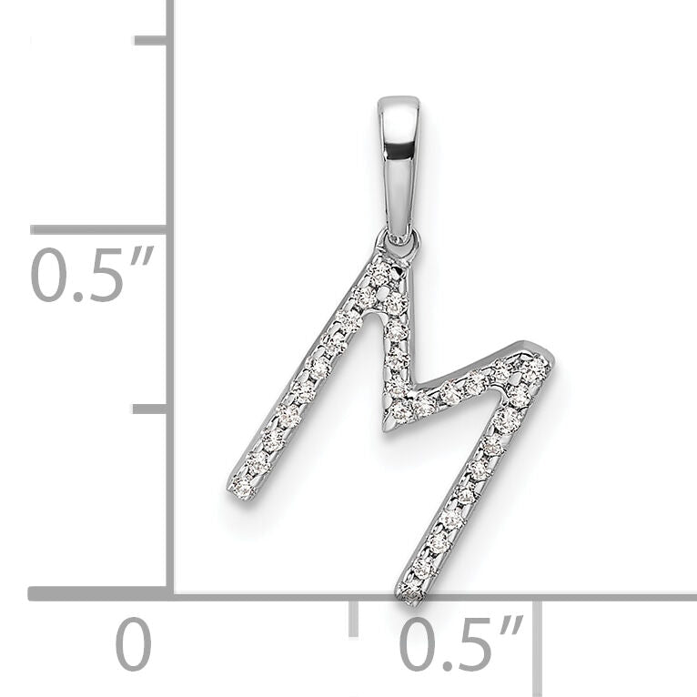 14K White Gold Diamond Letter M Initial Pendant-PM9798M-009-WA