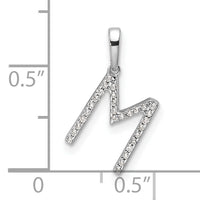 14K White Gold Diamond Letter M Initial Pendant-PM9798M-009-WA