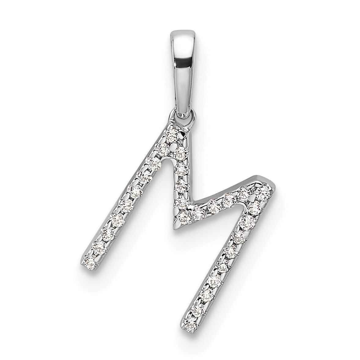 14K White Gold Diamond Letter M Initial Pendant-PM9798M-009-WA