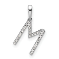 14K White Gold Diamond Letter M Initial Pendant-PM9798M-009-WA