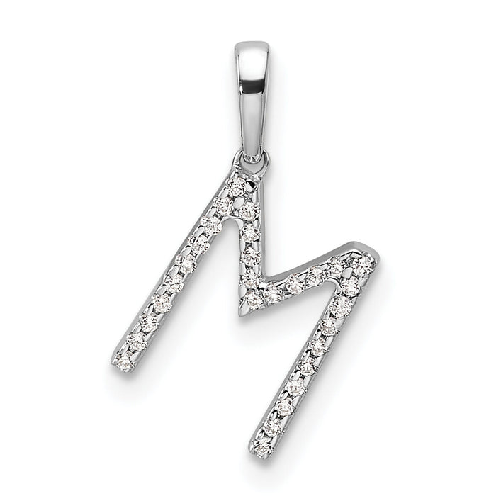 14K White Gold Diamond Letter M Initial Pendant-PM9798M-009-WA
