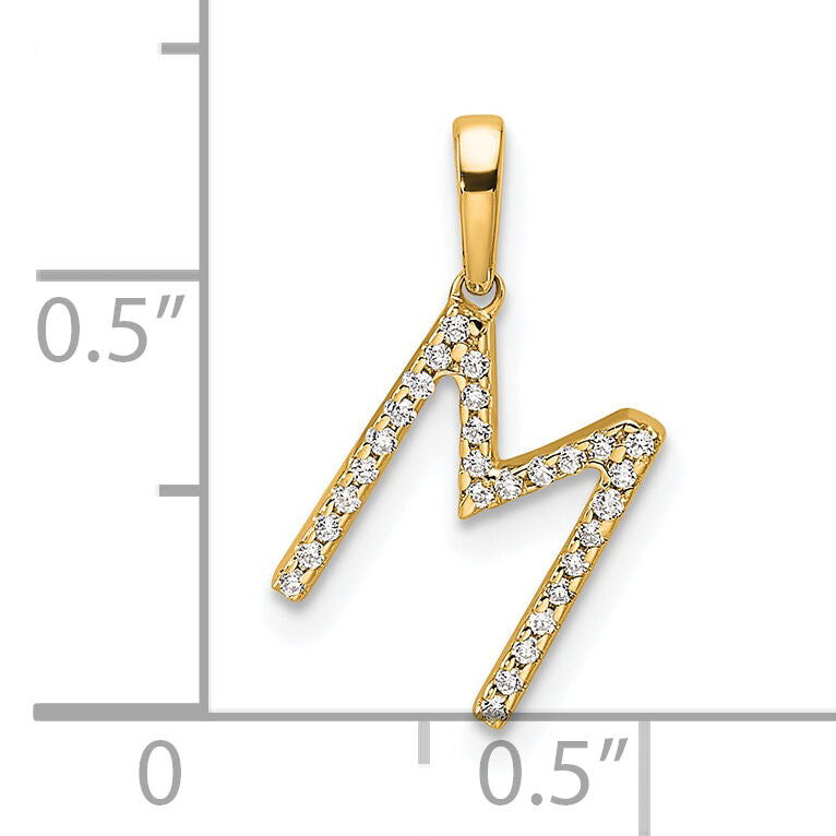 14K Diamond Letter M Initial Pendant-PM9798M-009-YA