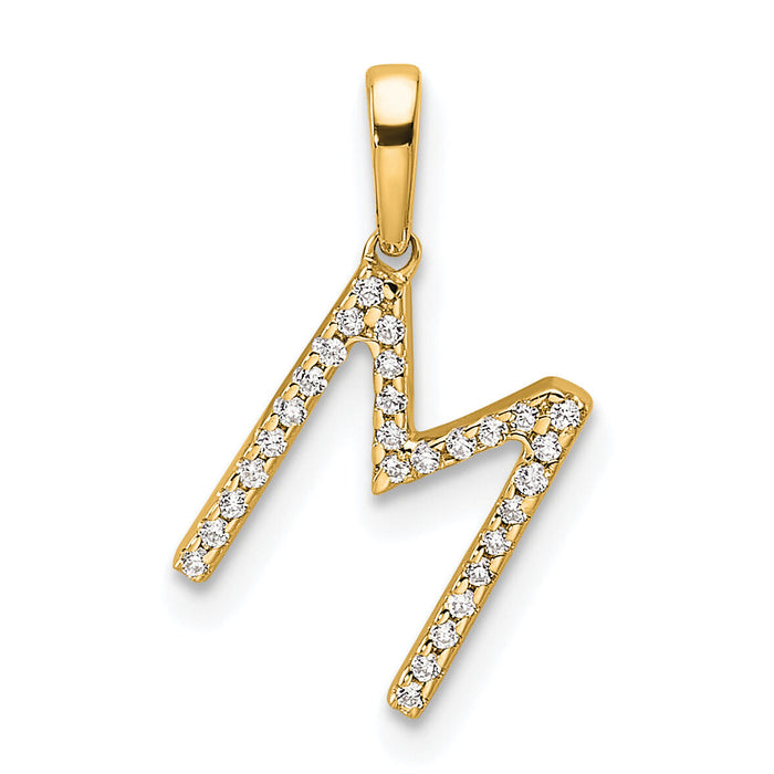 14K Diamond Letter M Initial Pendant-PM9798M-009-YA