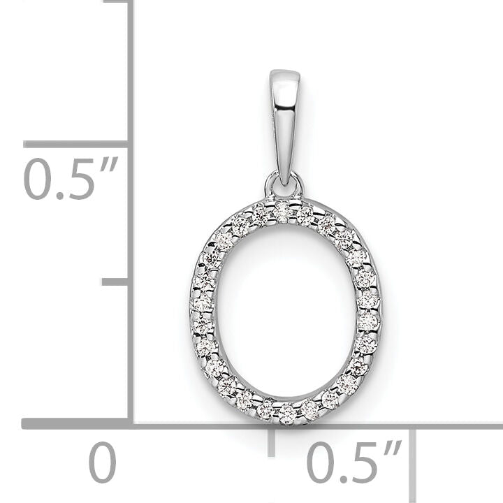 14K White Gold Diamond Letter O Initial Pendant-PM9798O-008-WA