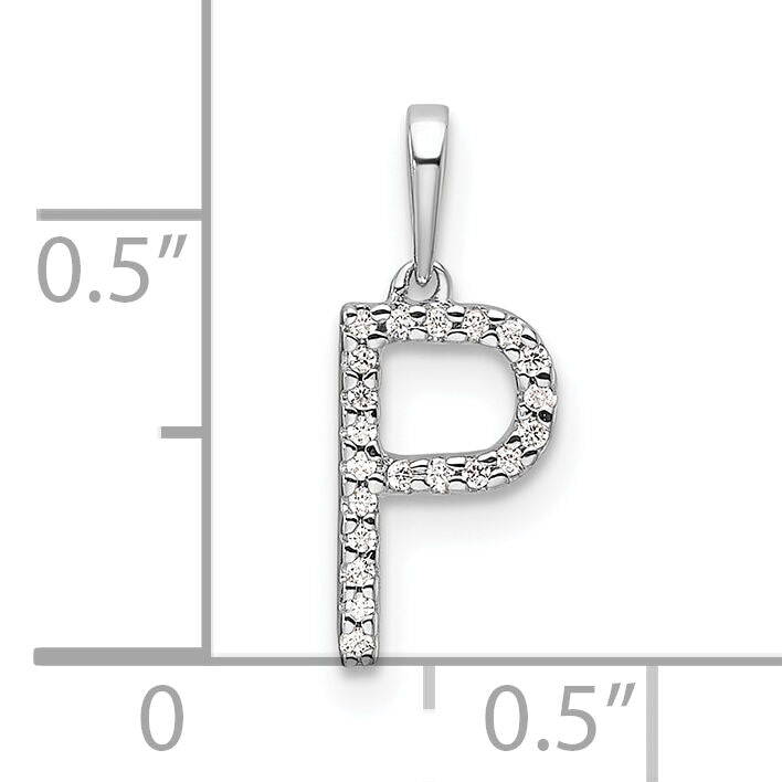 14K White Gold Diamond Letter P Initial Pendant-PM9798P-006-WA