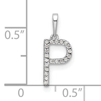 14K White Gold Diamond Letter P Initial Pendant-PM9798P-006-WA