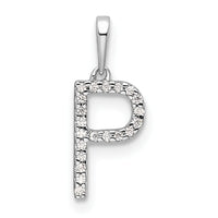 14K White Gold Diamond Letter P Initial Pendant-PM9798P-006-WA