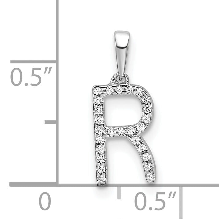 14K White Gold Diamond Letter R Initial Pendant-PM9798R-008-WA