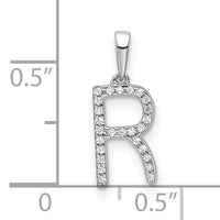 14K White Gold Diamond Letter R Initial Pendant-PM9798R-008-WA