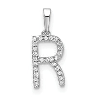 14K White Gold Diamond Letter R Initial Pendant-PM9798R-008-WA