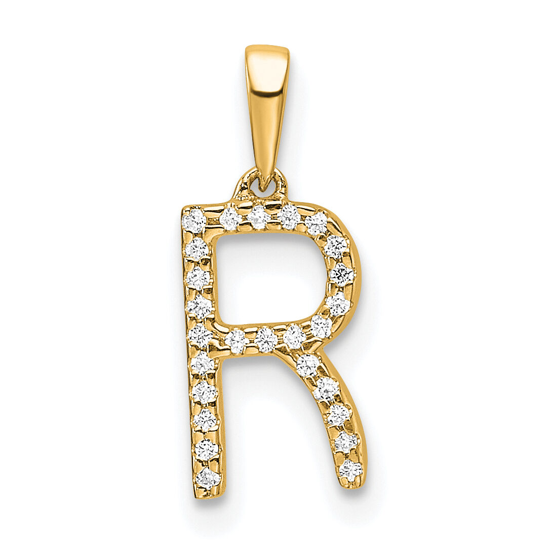 14K Diamond Letter R Initial Pendant-PM9798R-008-YA