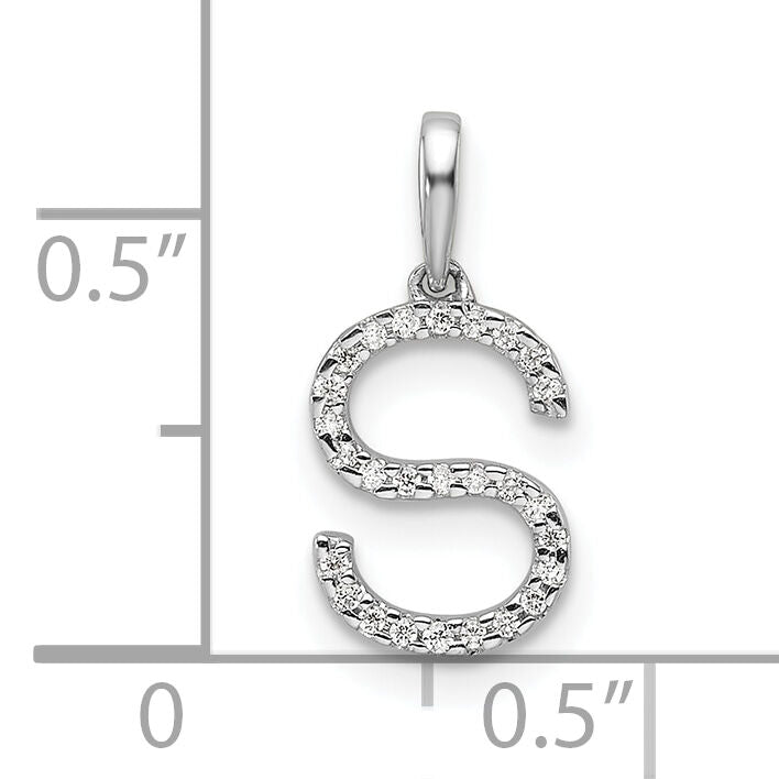 14K White Gold Diamond Letter S Initial Pendant-PM9798S-008-WA
