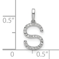 14K White Gold Diamond Letter S Initial Pendant-PM9798S-008-WA