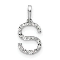 14K White Gold Diamond Letter S Initial Pendant-PM9798S-008-WA