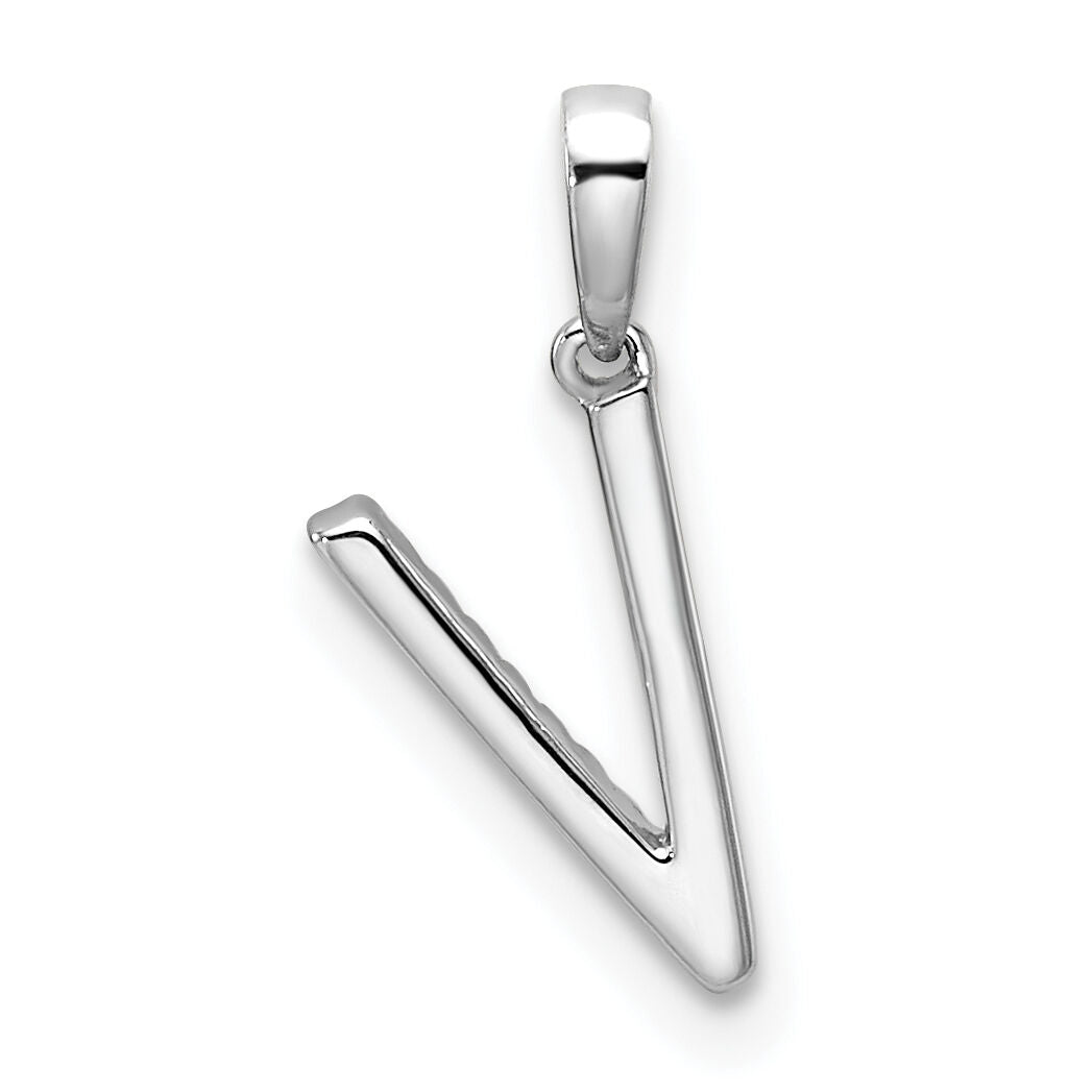 14K White Gold Diamond Letter V Initial Pendant-PM9798V-006-WA