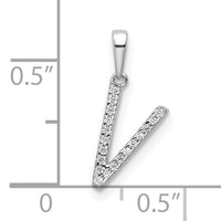 14K White Gold Diamond Letter V Initial Pendant-PM9798V-006-WA
