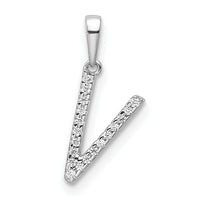 14K White Gold Diamond Letter V Initial Pendant-PM9798V-006-WA