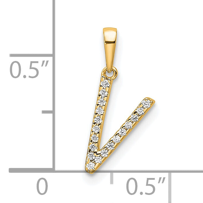 14K Diamond Letter V Initial Pendant-PM9798V-006-YA