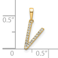 14K Diamond Letter V Initial Pendant-PM9798V-006-YA