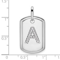 14K White Gold  Diamond Initial A Dog Tag Charm-PM9842A-019-WA