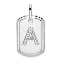 14K White Gold  Diamond Initial A Dog Tag Charm-PM9842A-019-WA