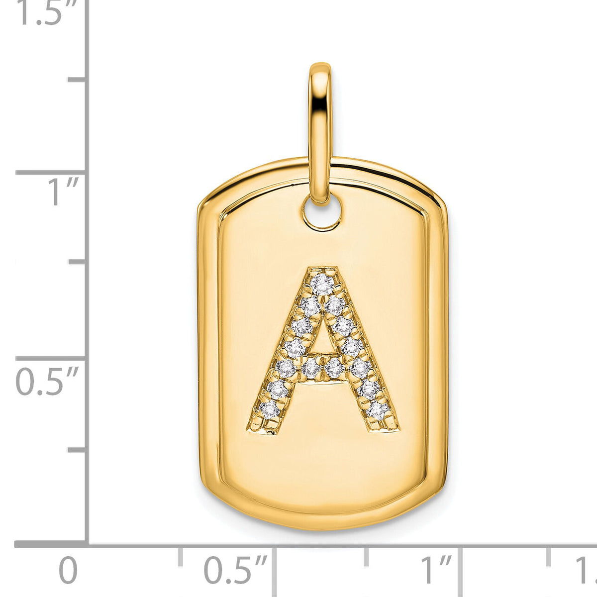 14K Diamond Initial A Dog Tag Charm-PM9842A-019-YA