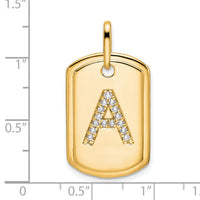 14K Diamond Initial A Dog Tag Charm-PM9842A-019-YA