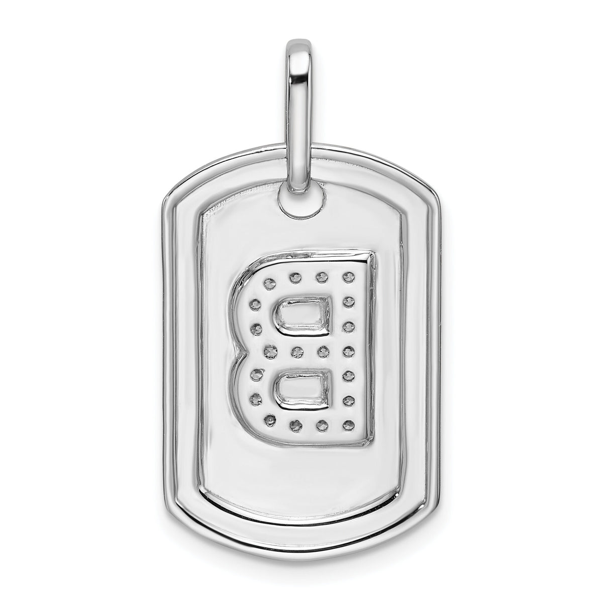 14K White Gold Diamond Initial B Dog Tag Charm-PM9842B-025-WA