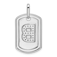14K White Gold Diamond Initial B Dog Tag Charm-PM9842B-025-WA