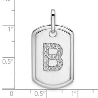 14K White Gold Diamond Initial B Dog Tag Charm-PM9842B-025-WA