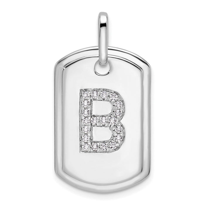 14K White Gold Diamond Initial B Dog Tag Charm-PM9842B-025-WA